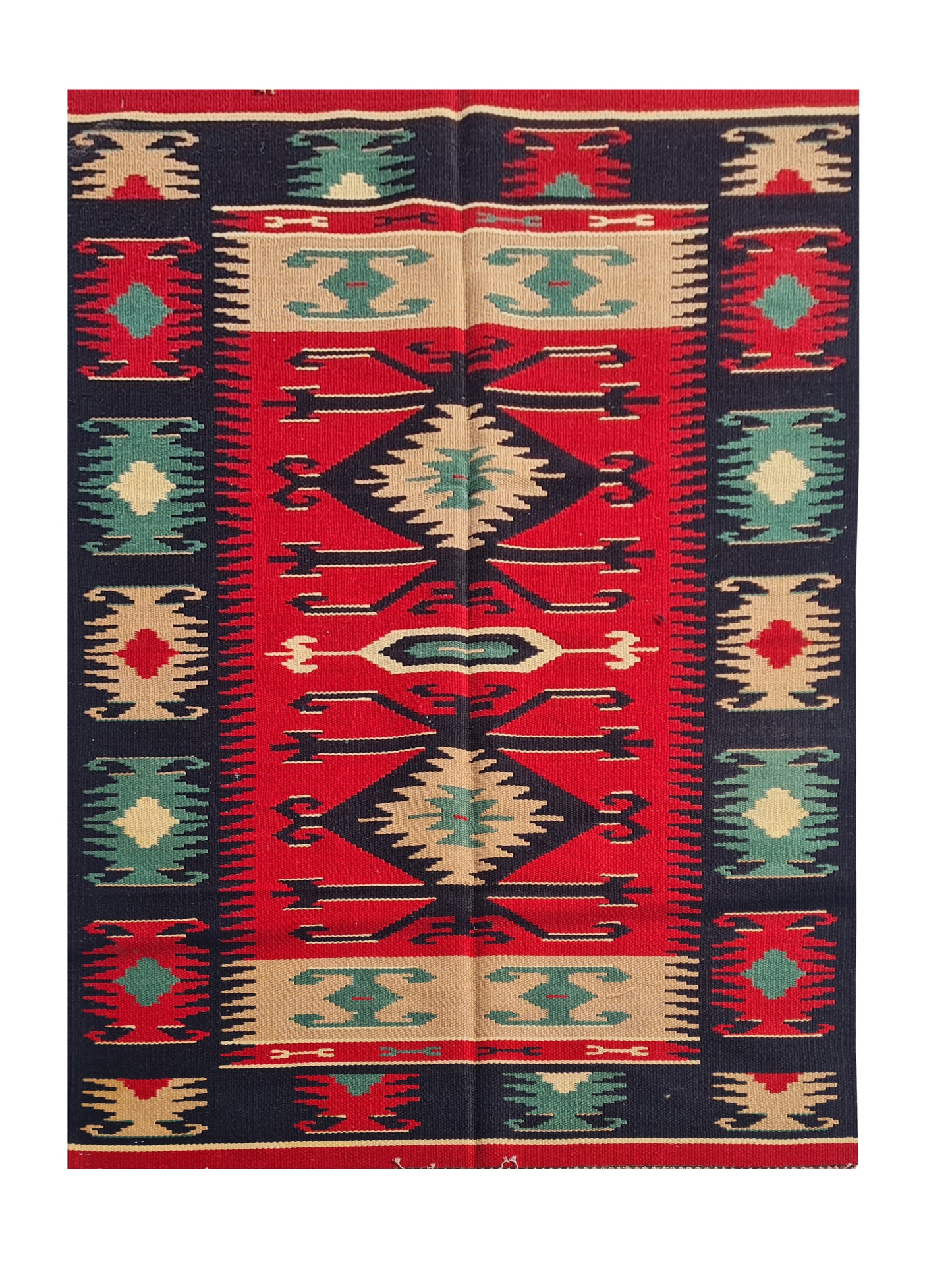 Hand Knotted Vintage Flat Weave Turkish Kilim Kilim Wool Area Rug 5.7 x 3.0 Ft