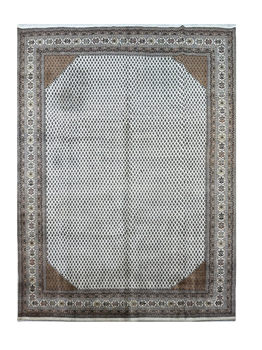 Amazing Hand Knotted Vintage Badam Gul Wool Area Rug 11.2 x 8.0 Ft
