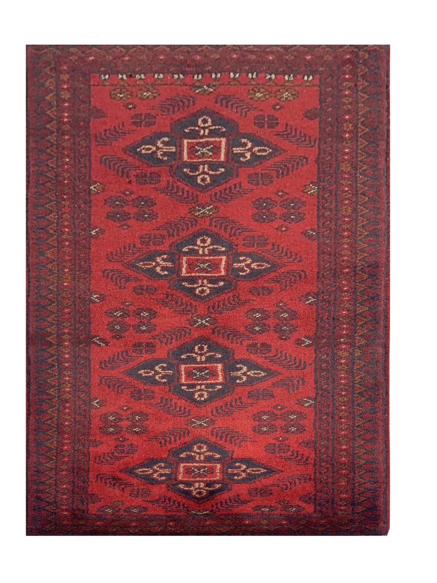 Fine Quality Hand Knotted Afghan Khal Muhammadi Wool Area Rug 4.11 x 1.10 Ft