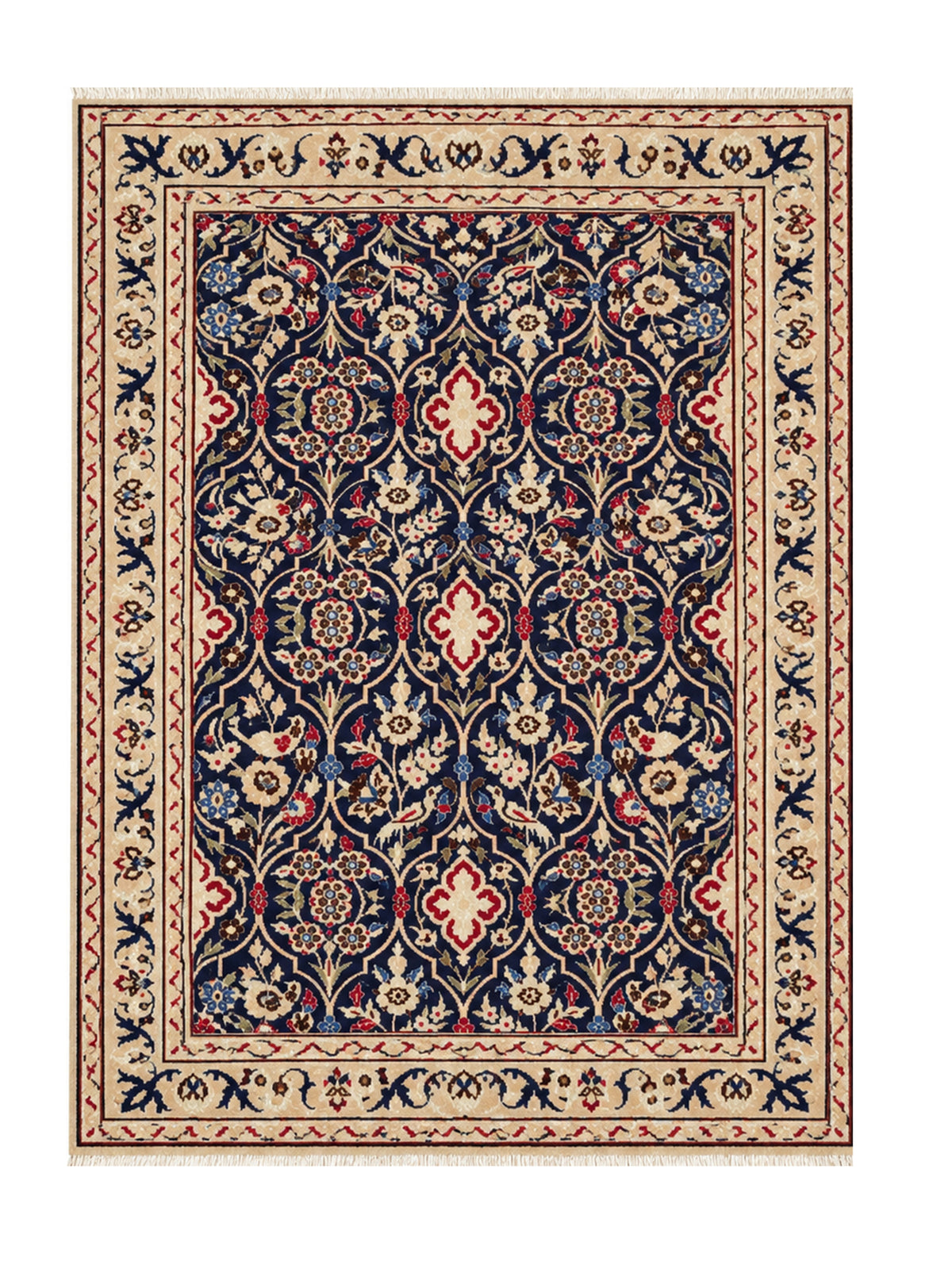 Amazing Hand Knotted Vintage Persian Nain Pictorial Wool Area Rug 6.2 x 2.11 Ft