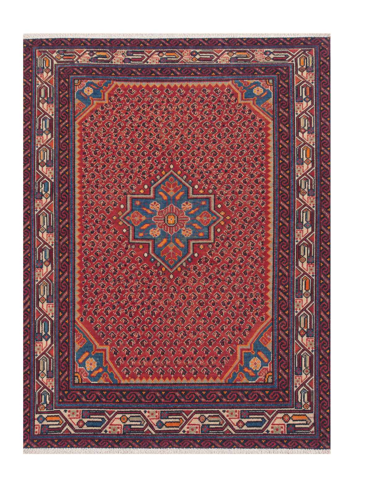 Amazing Hand Knotted Antique Persian Hamadan Wool Area Rug 5.2 x 3.6 Ft