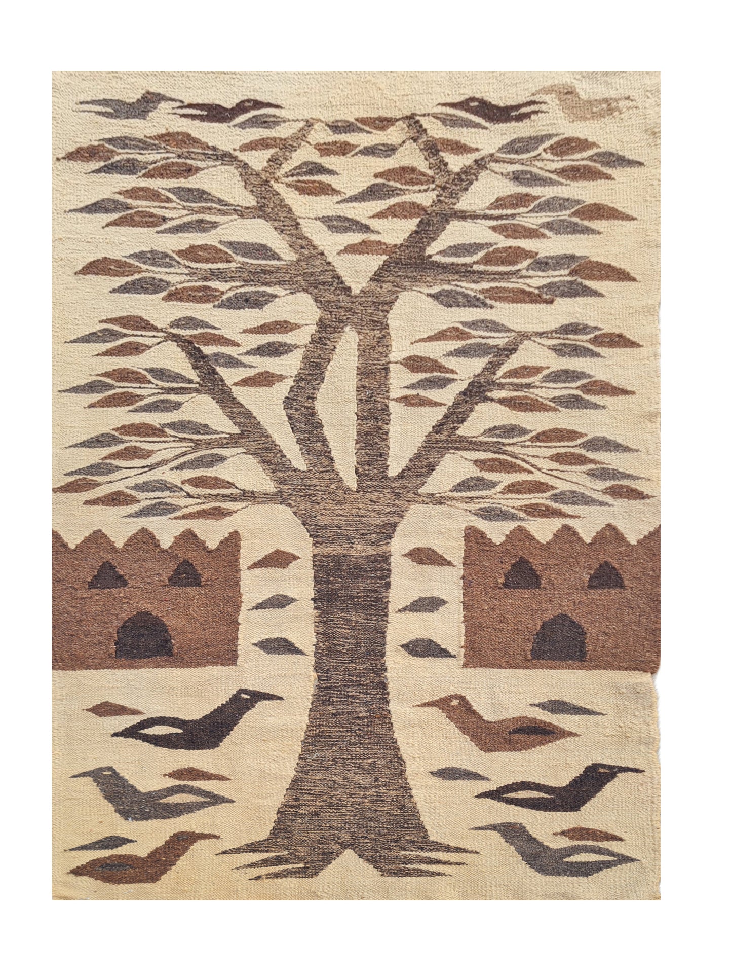 Hand Knotted Vintage Flat Weave Bulgaria Pictorial Kilim Kilim Wool Area Rug 4.5 x 2.6 Ft
