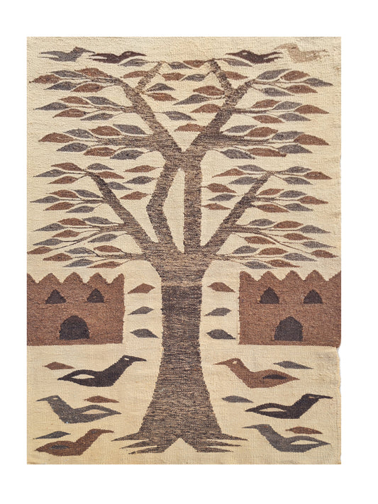 Hand Knotted Vintage Flat Weave Bulgaria Pictorial Kilim Kilim Wool Area Rug 4.5 x 2.6 Ft