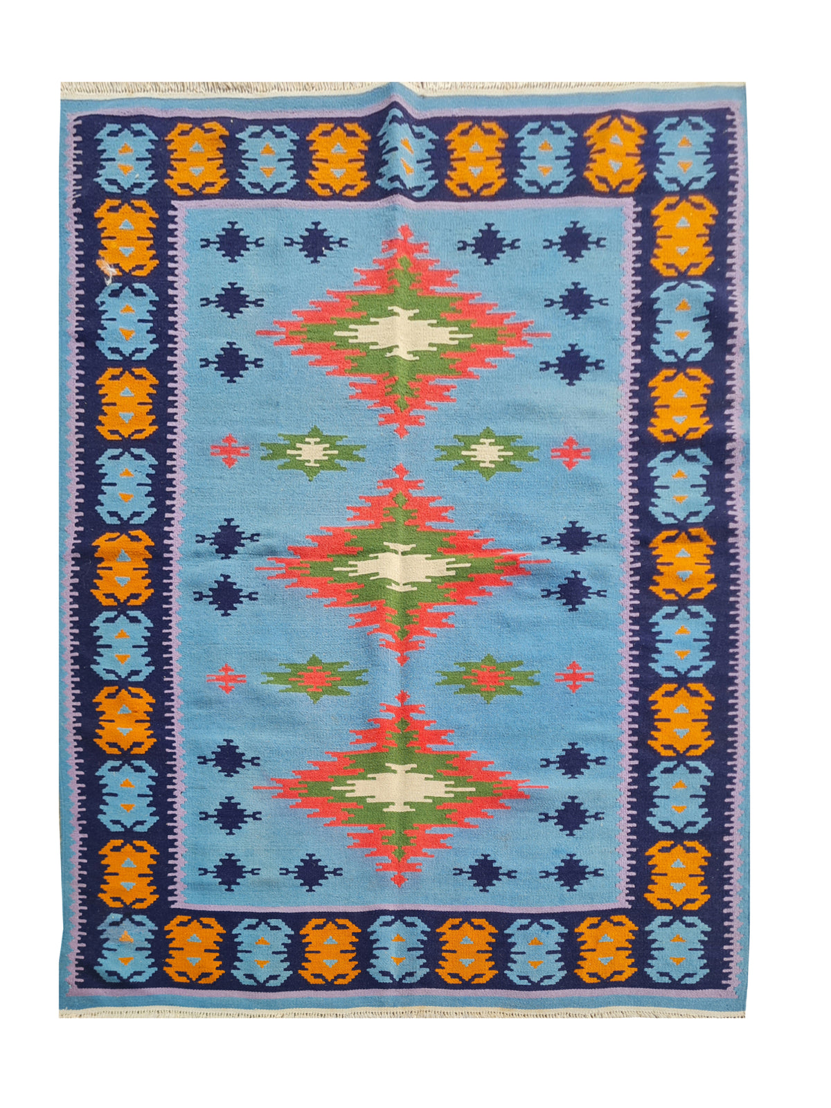 Hand Knotted Vintage Flat Weave Turkish Kurdi Kilim Kilim Wool Area Rug 4.10 x 3.11 Ft