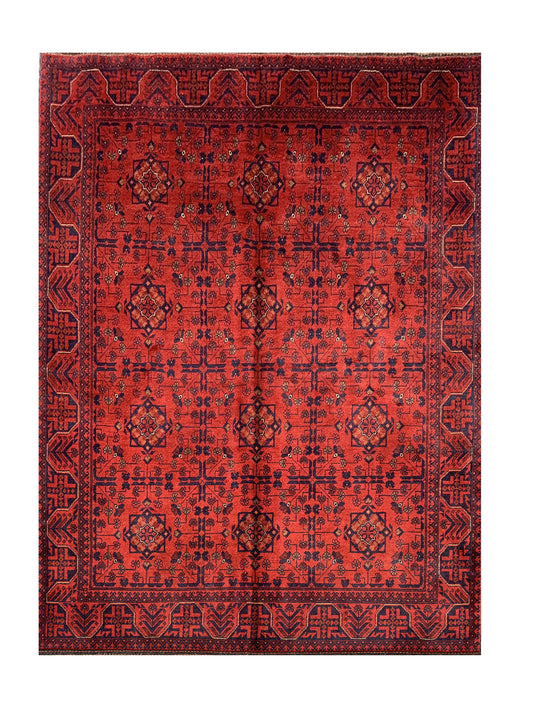 Amazing Hand Knotted Afghan Khal Muhammadi Wool Area Rug 7.9 x 5.9 Ft