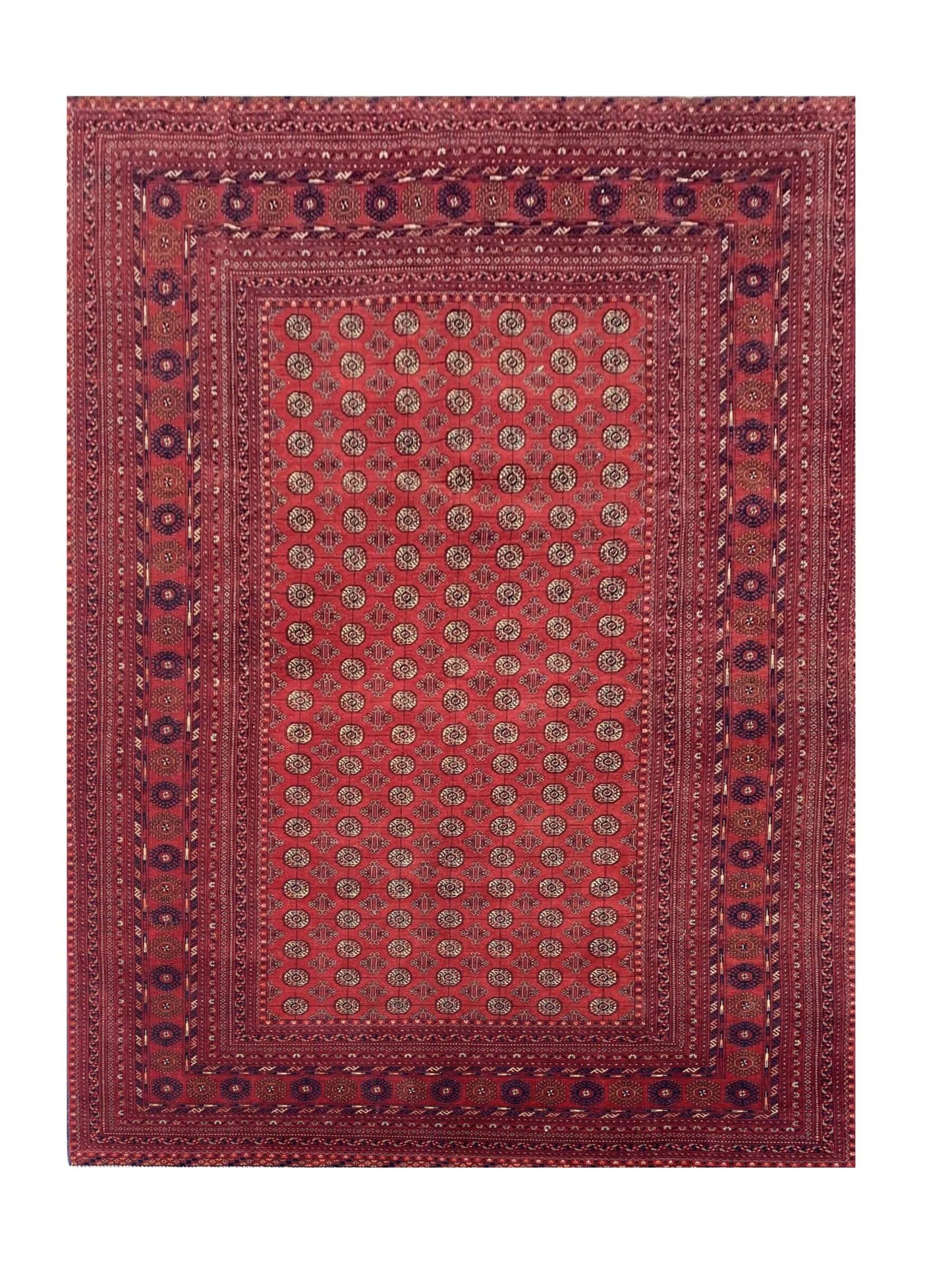 Amazing Hand Knotted Vintage Afghan Turkmen Moori Wool Area Rug 9.11 x 6.7 Ft