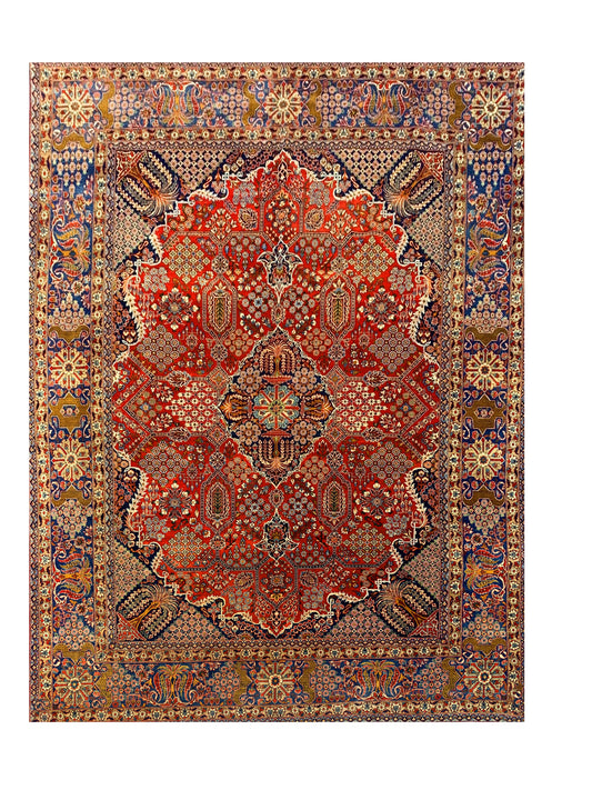 Authentic Hand Knotted Vintage Tribal Persian Kashmaar Wool Area Rug 13.5 x 10.0 Ft