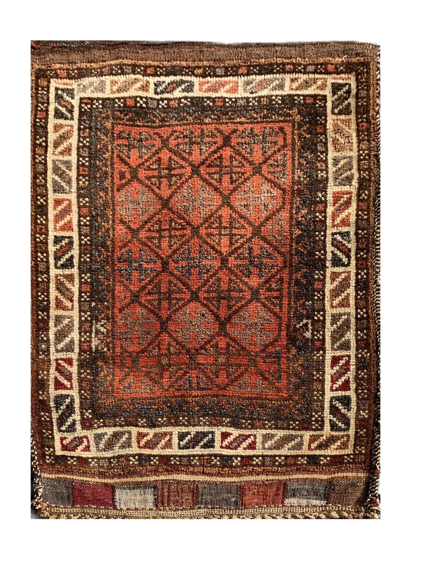 Rare Hand Knotted Vintage Afghan Balouch Salt Bag Wool Area Rug 3.3 x 2.1 Ft