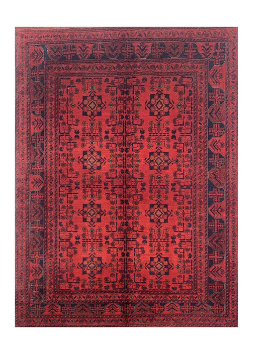 Amazing Hand Knotted Afghan Khal Muhammadi Wool Area Rug 6.7 x 4.11 Ft