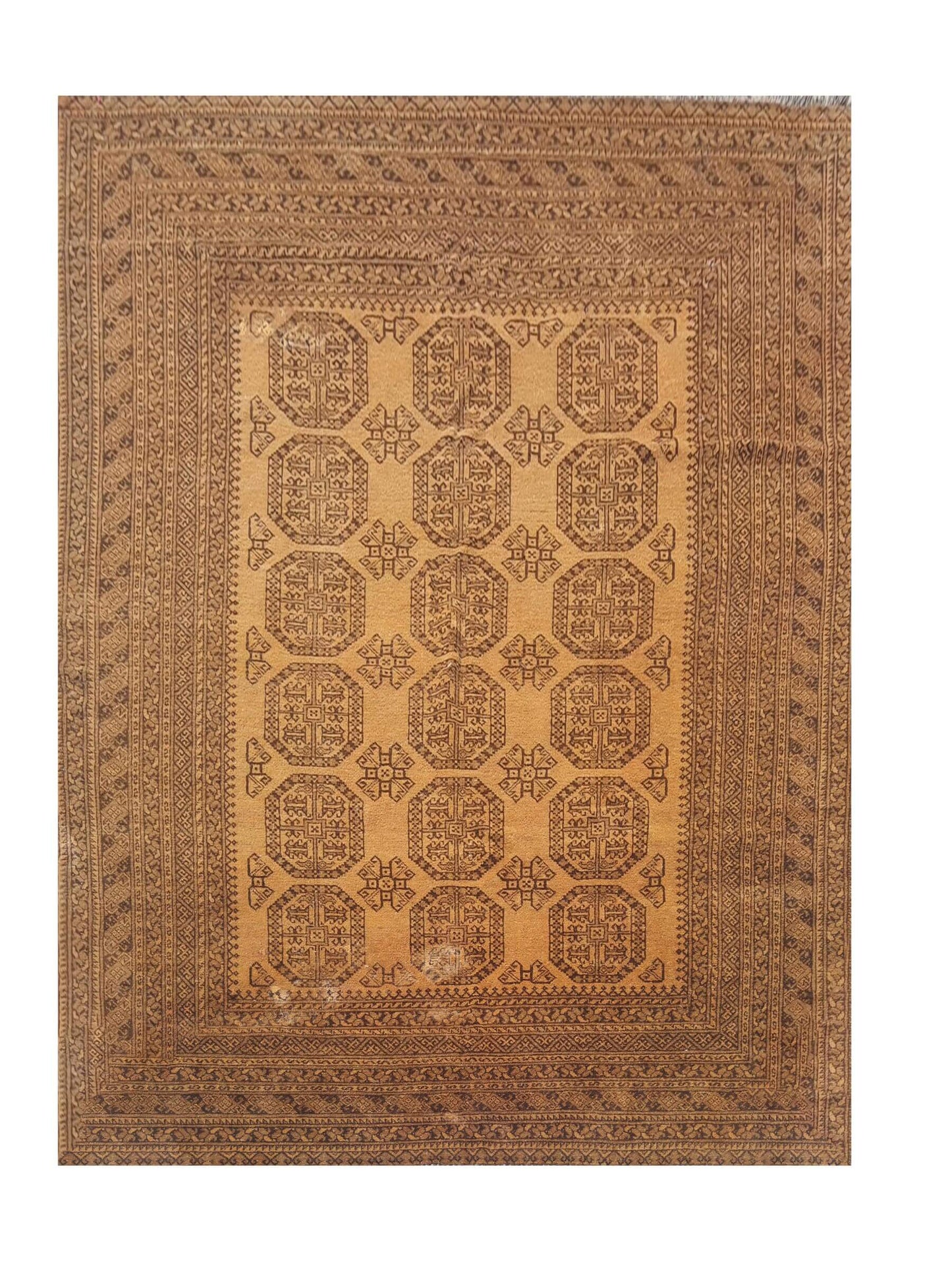 Rare Hand Knotted Vintage Afghan Turkmen Felpah Wool Area Rug 9.5 x 6.7 Ft