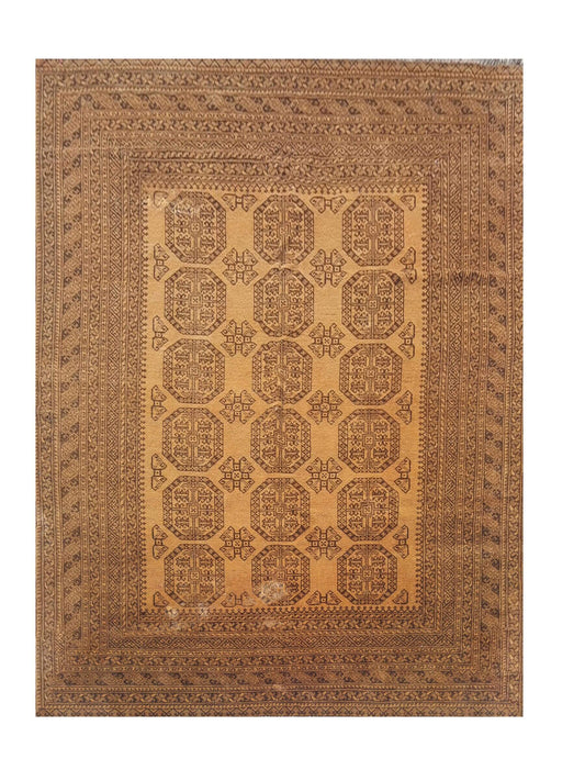 Rare Hand Knotted Vintage Afghan Turkmen Felpah Wool Area Rug 9.5 x 6.7 Ft