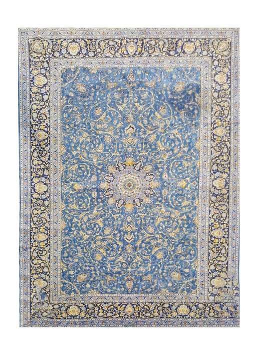 Authentic Hand Knotted Vintage Qashoun Wool Area Rug 12.8 x 9.10 Ft