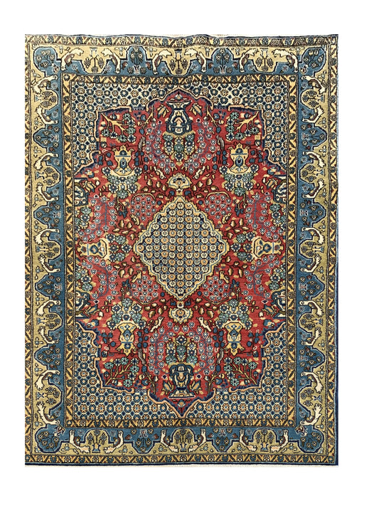 Amazing Hand Knotted Vintage Persian Kashmaar Wool Area Rug 5.3 x 3.6 Ft