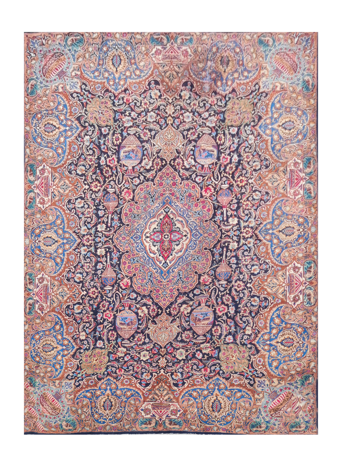 Amazing Hand Knotted Antique Persian Kashmaar Wool Area Rug 11.2 x 8.3 Ft