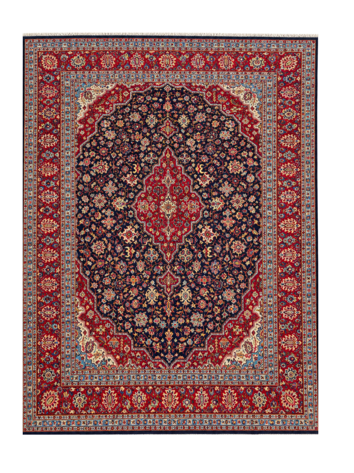 Amazing Hand Knotted Antique Persian Kashan Wool Area Rug 11.8 x 9.2 Ft