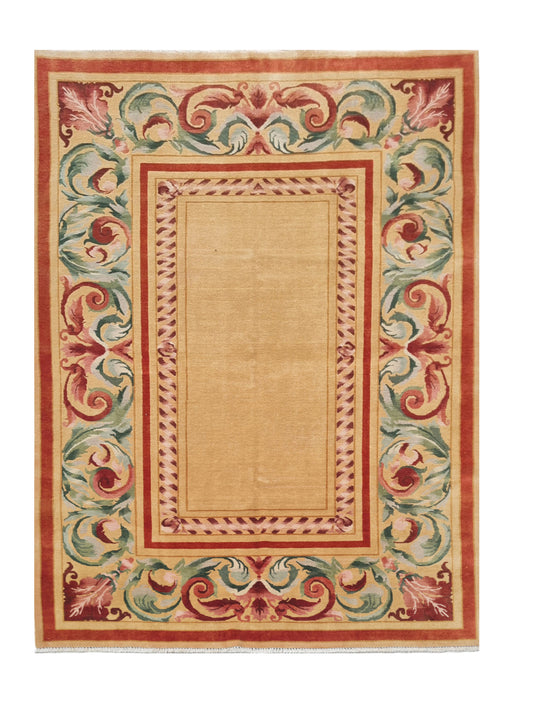 Amazing Hand Knotted Vintage Sino Tibet Wool Area Rug 8.6 x 5.8 Ft