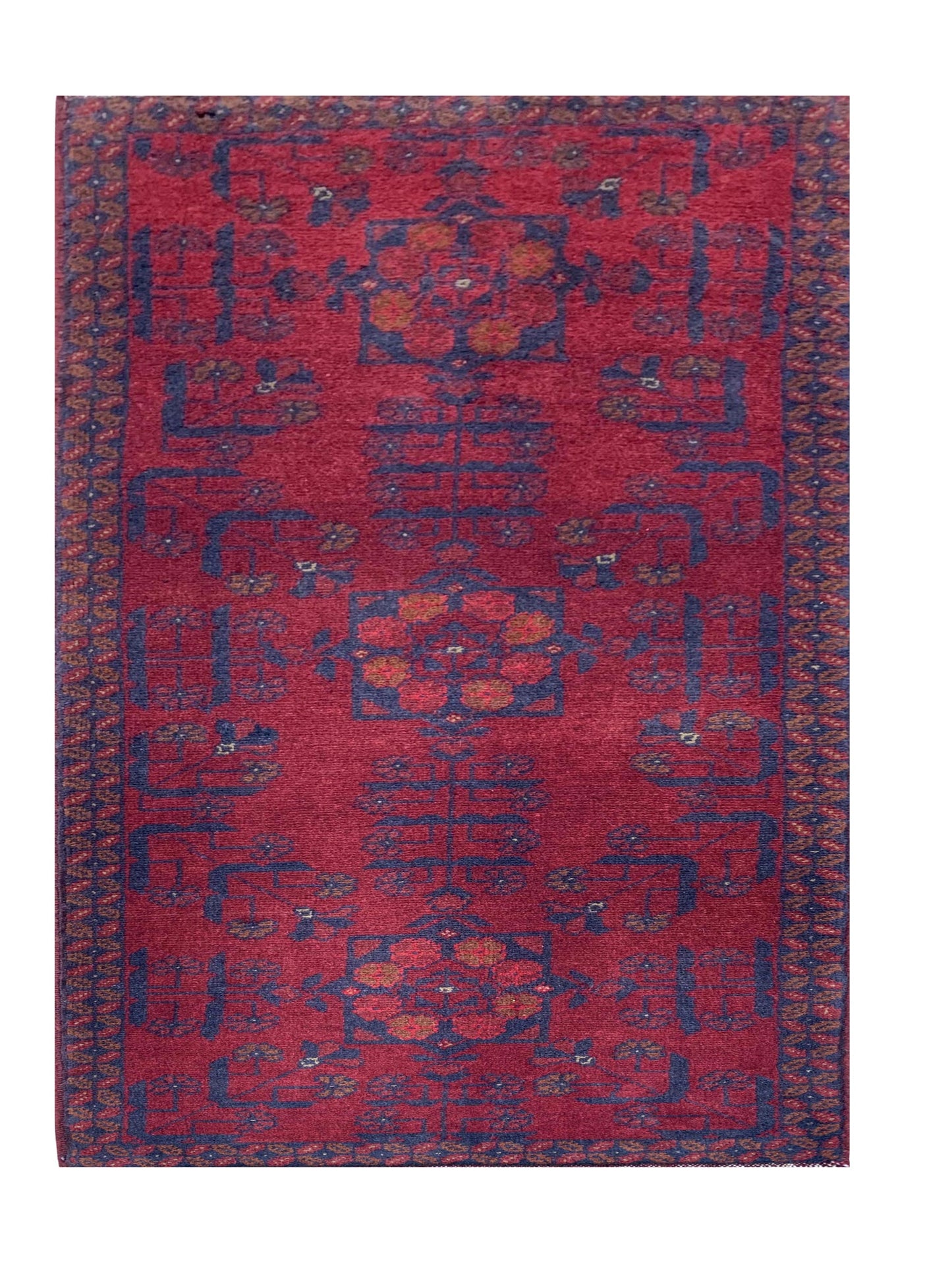 Fine Quality Hand Knotted Afghan Khal Muhammadi Wool Area Rug 4.9 x 1.8 Ft