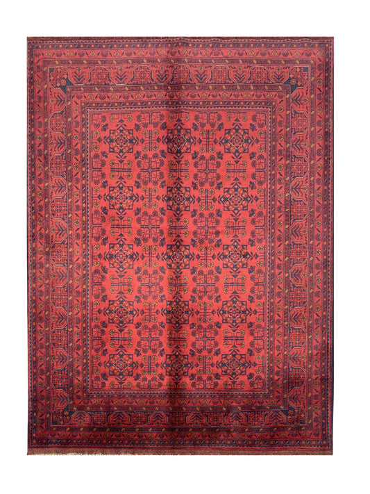 Amazing Hand Knotted Afghan Khal Muhammadi Wool Area Rug 7.7 x 5.8 Ft