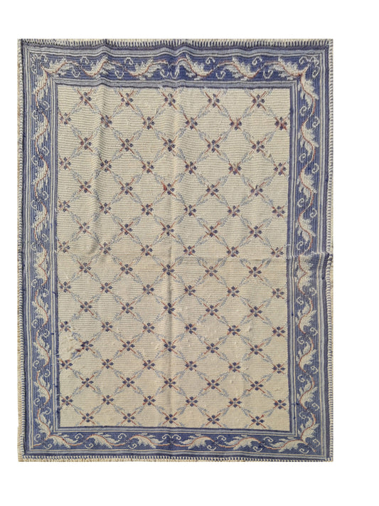 Hand Knotted Vintage Flat Weave France Kilim Kilim Wool Area Rug 6.3 x 4.3 Ft