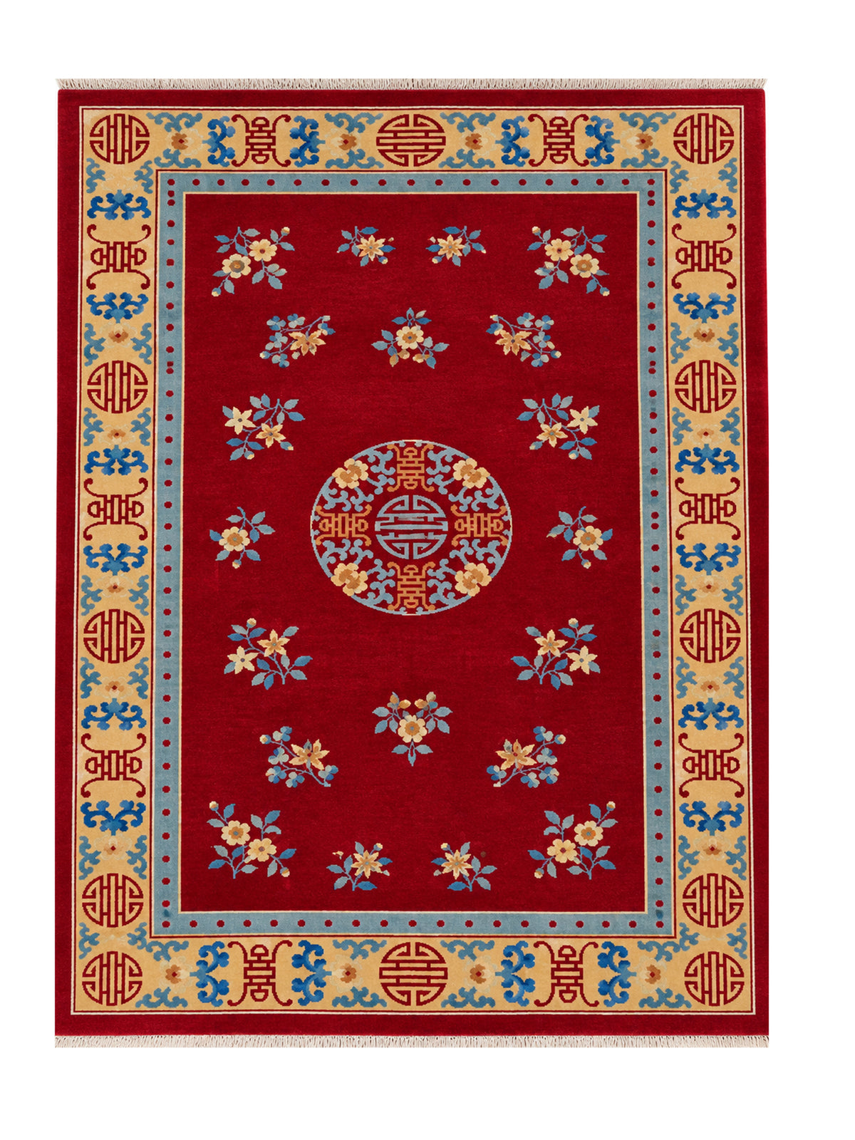 Amazing Hand Knotted Vintage Tibet Silk Area Rug 9.9 x 6.5 Ft