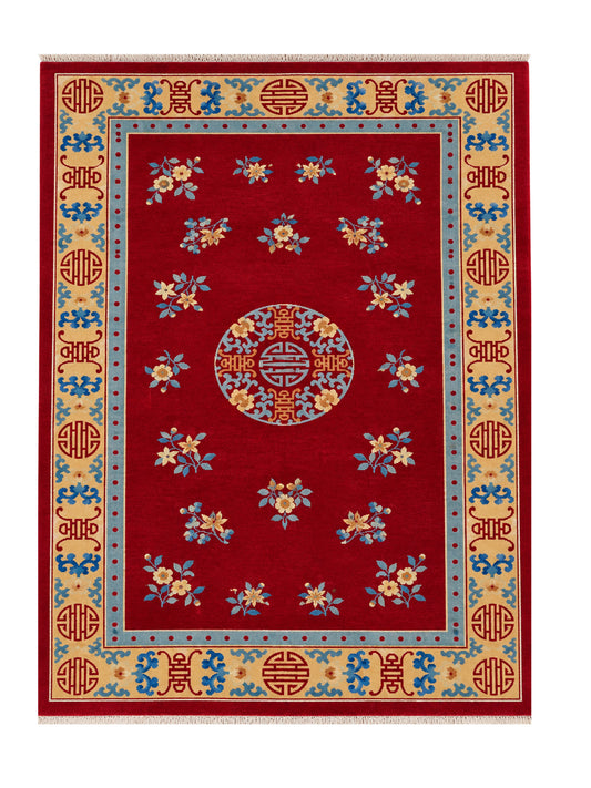 Amazing Hand Knotted Vintage Tibet Silk Area Rug 9.9 x 6.5 Ft