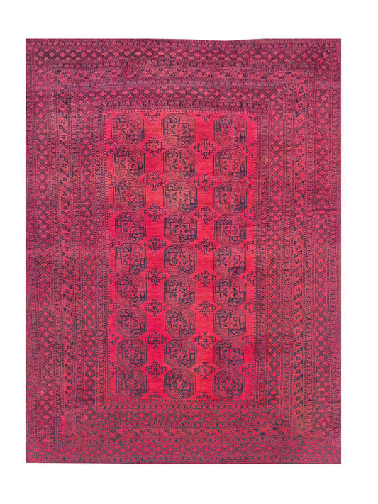 Amazing Hand Knotted Vintage Afghan Turkmen Felpah Wool Area Rug 14.1 x 10.5 Ft