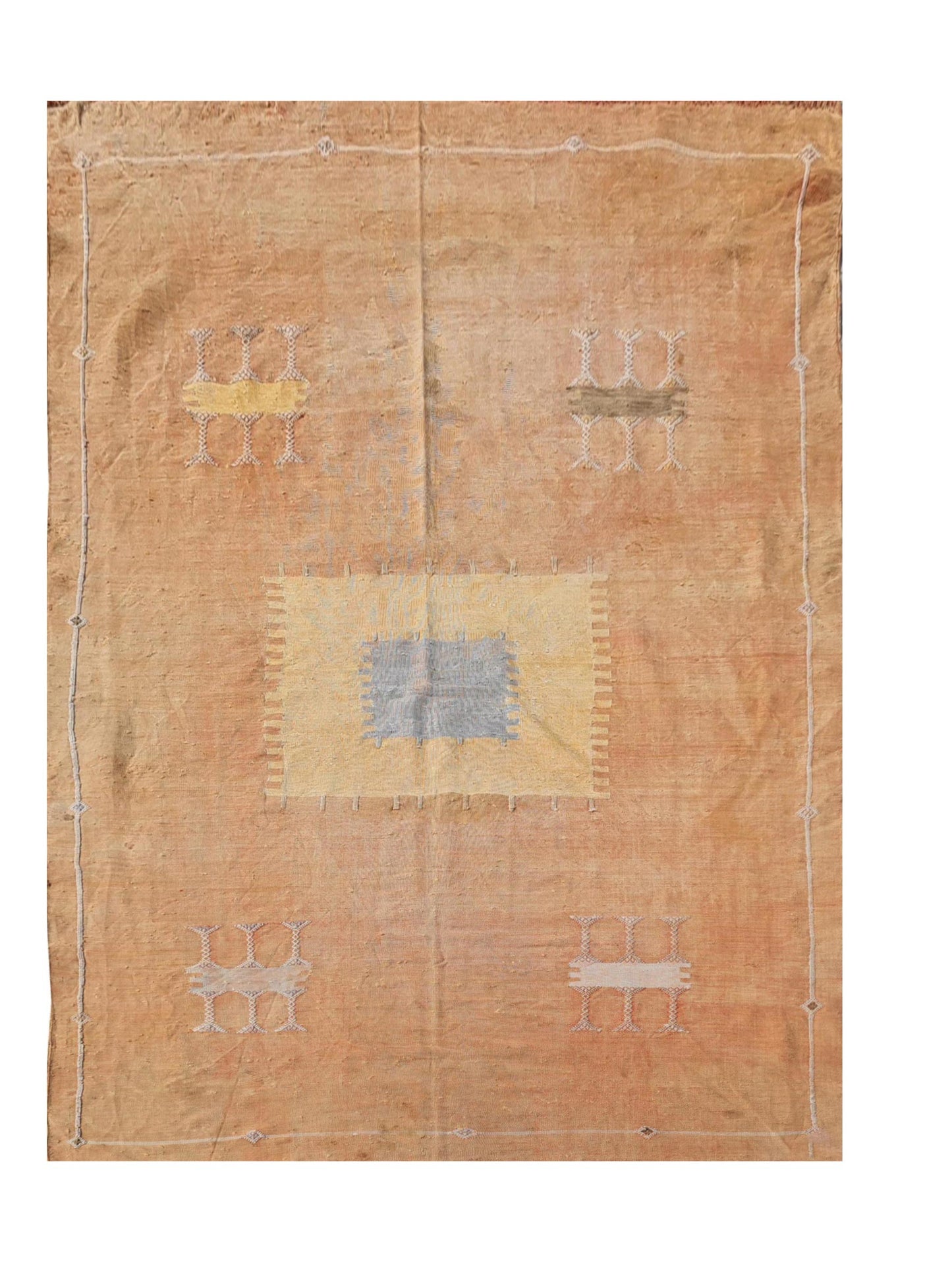 Hand Knotted Vintage Morocco Kilim Kilim Silk Area Rug 7.6 x 3.11 Ft