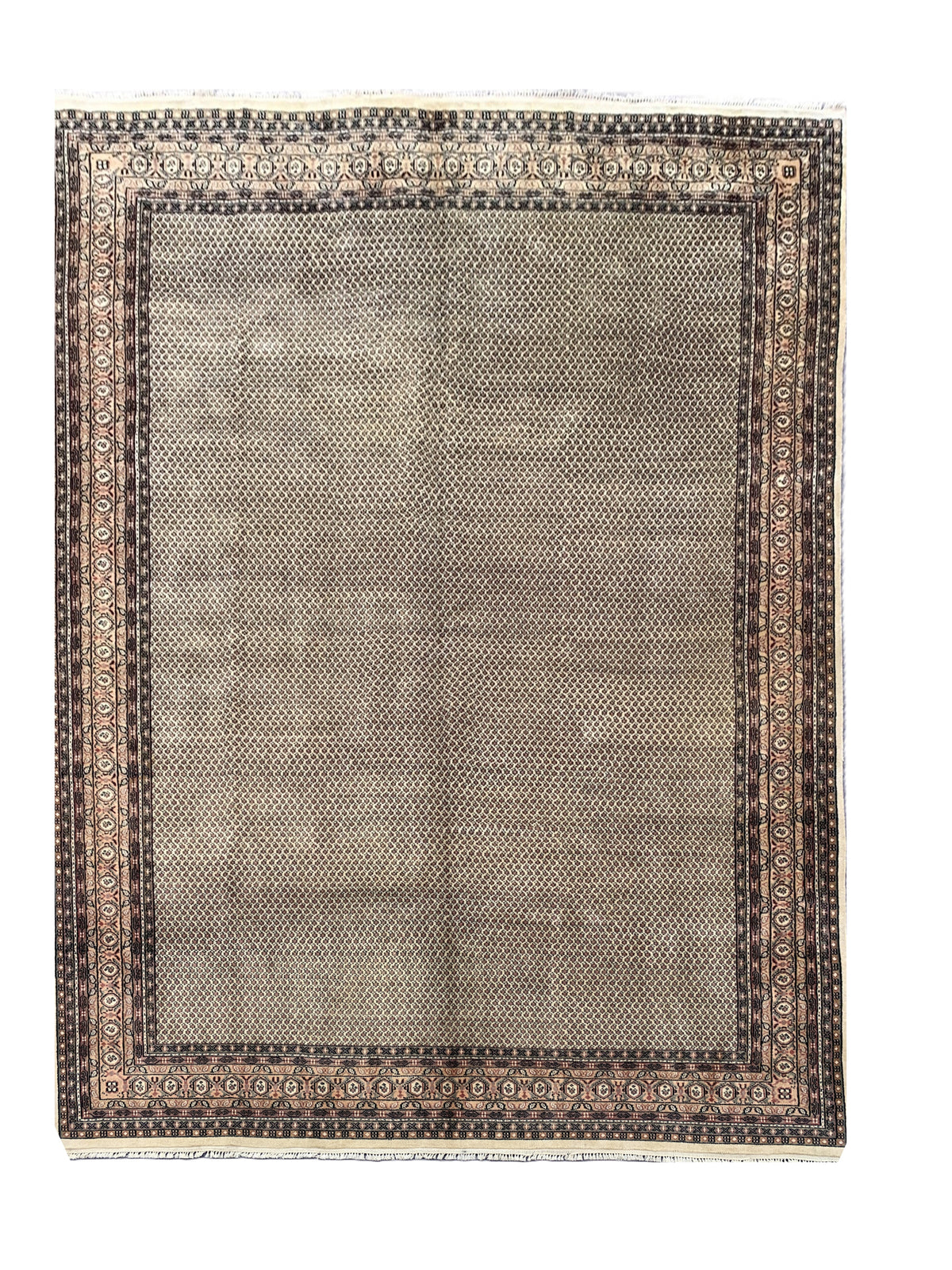 Amazing Hand Knotted Vintage Badam Gul Wool Area Rug 12.8 x 9.6 Ft