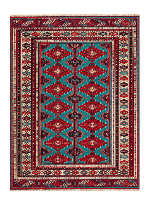 Amazing Hand Knotted Vintage Afghan Turkmen Sara Wool Area Rug 5.5 x 4.1 Ft