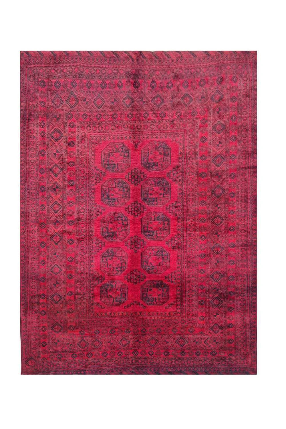 Amazing Hand Knotted Antique Afghan Turkmen Felpah Wool Area Rug 10.5 x 8.0 Ft