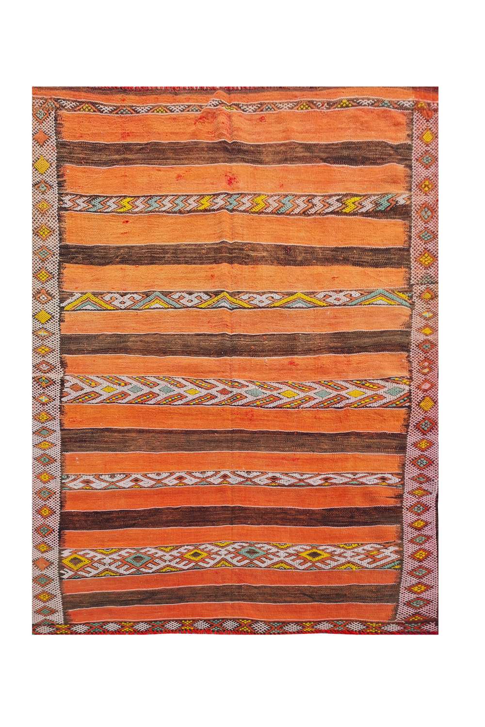 Hand Knotted Vintage Flat Weave Morocco Kilim Kilim Wool Area Rug 5.7 x 4.3 Ft