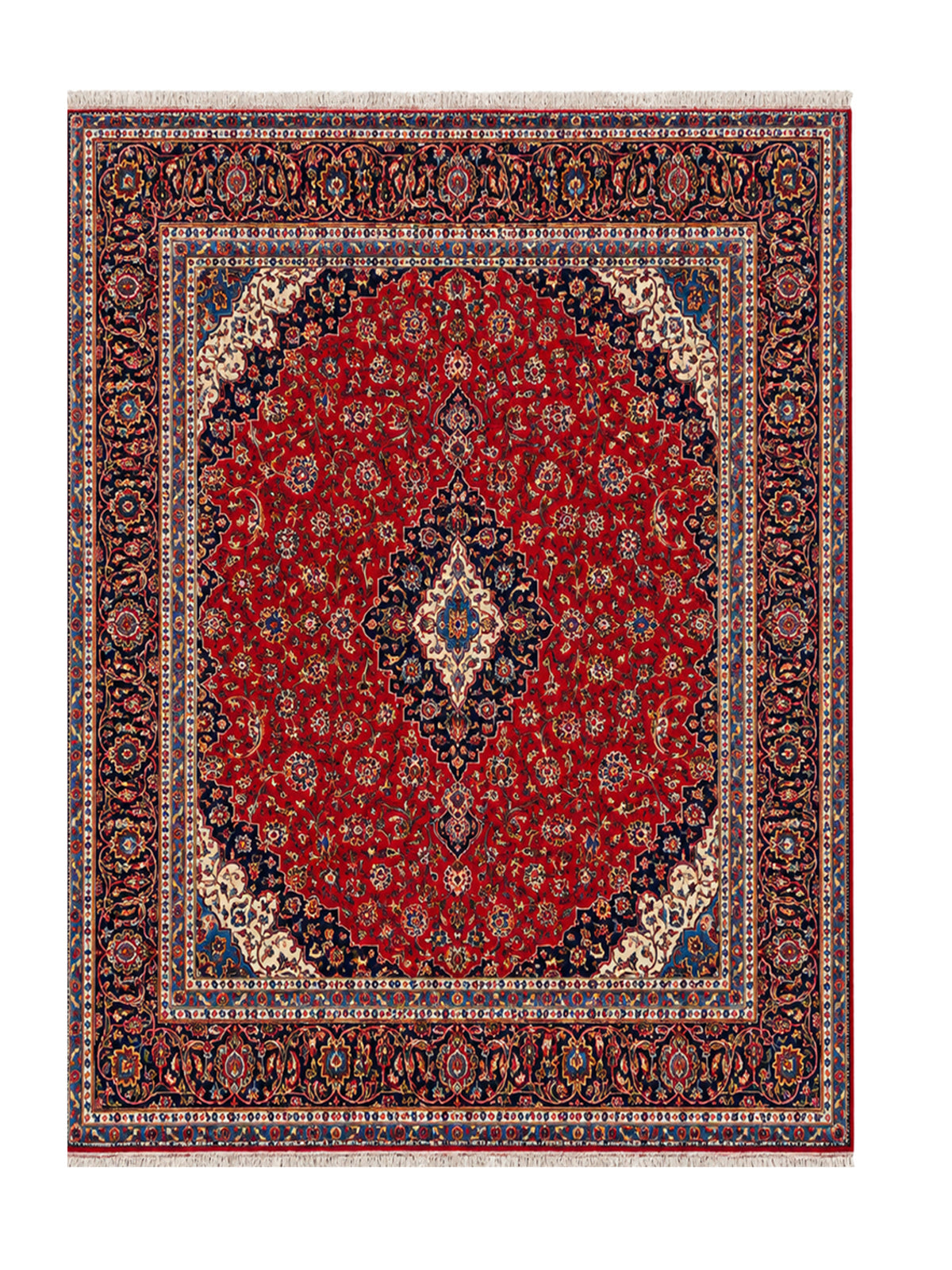 Amazing Hand Knotted Antique Persian Kashaan Wool Area Rug 13.7 x 10.0 Ft
