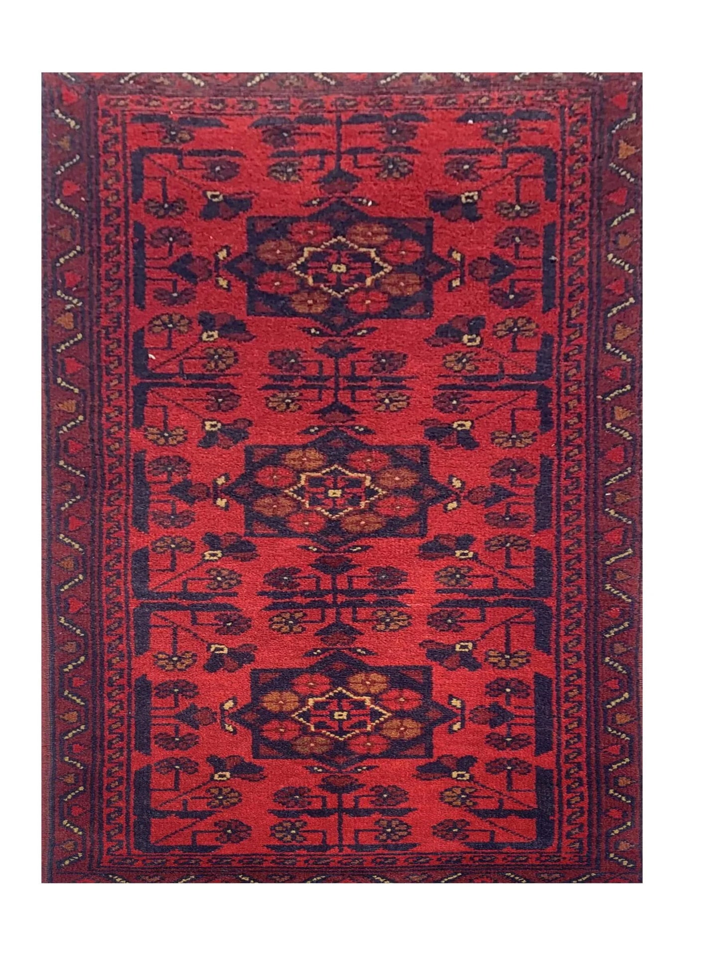 Fine Quality Hand Knotted Afghan Khal Muhammadi Wool Area Rug 4.10 x 1.9 Ft