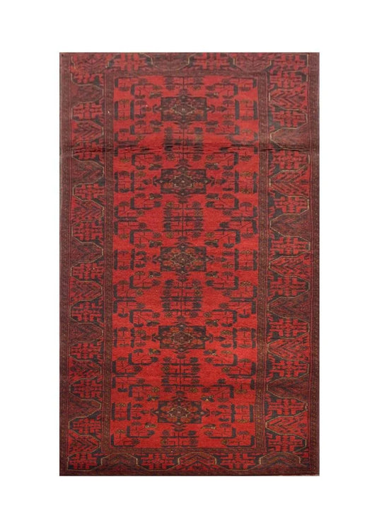 Fine Quality Hand Knotted Afghan Khal Muhammadi Wool Area Runner Rug 9.8 x 2.9 Ft