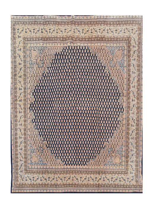 Amazing Hand Knotted Vintage Badam Gul Wool Area Rug 6.5 x 6.4 Ft