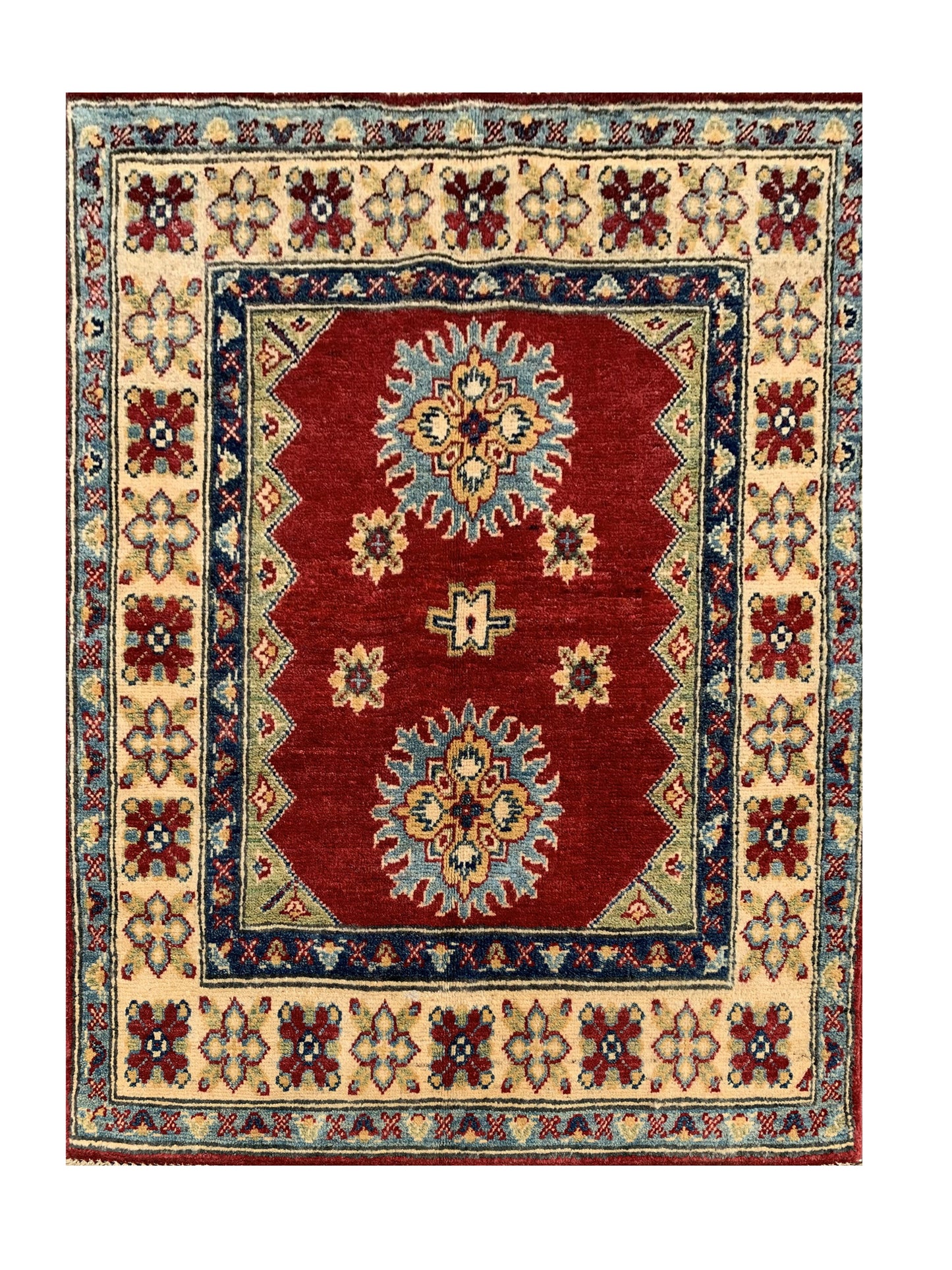 Amazing Hand Knotted Afghan Kazak Wool Area Rug 4.1 x 2.10 Ft