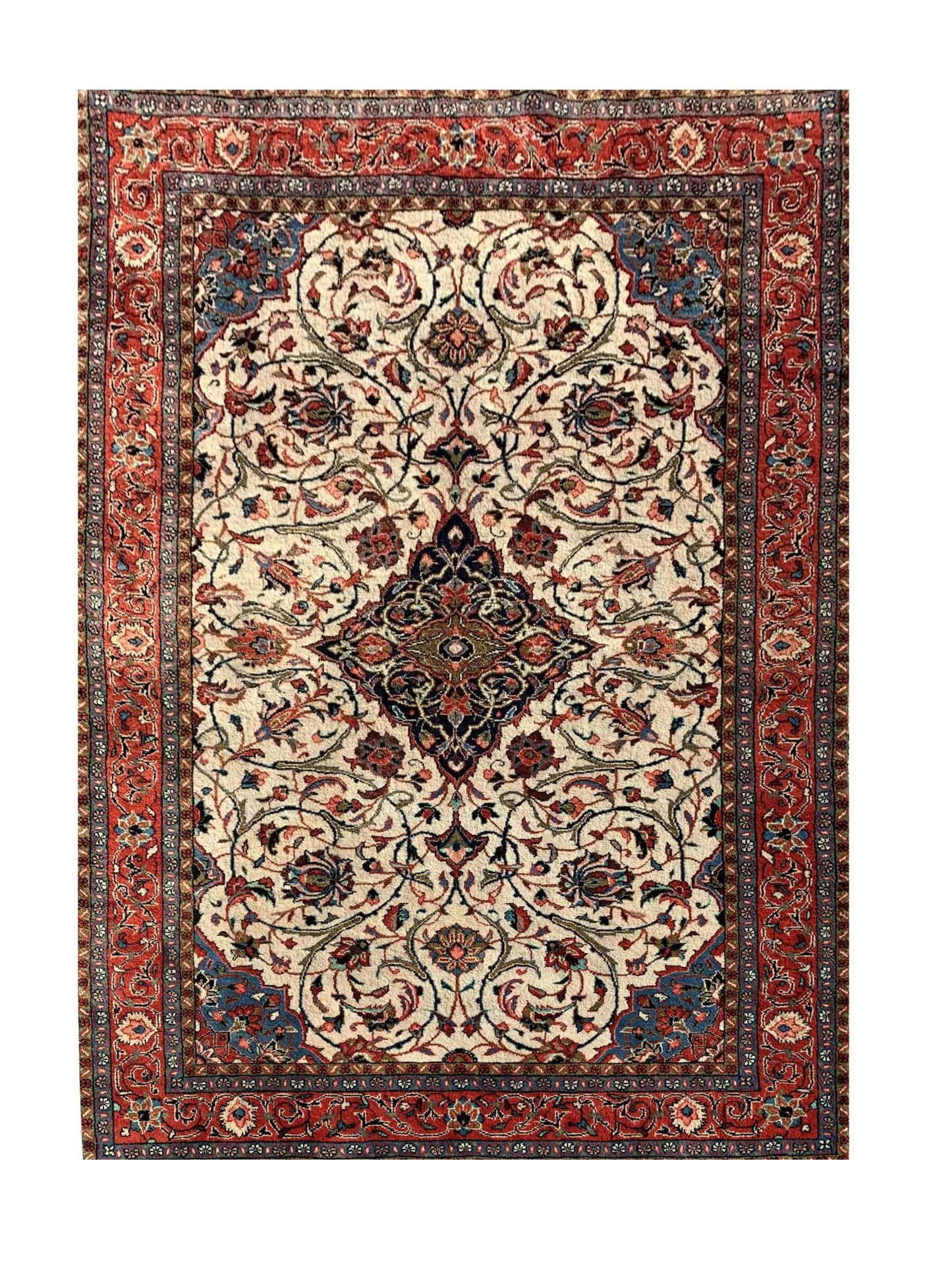 Amazing Hand Knotted Vintage Tabreez Wool Area Rug 6.8 x 4.4 Ft