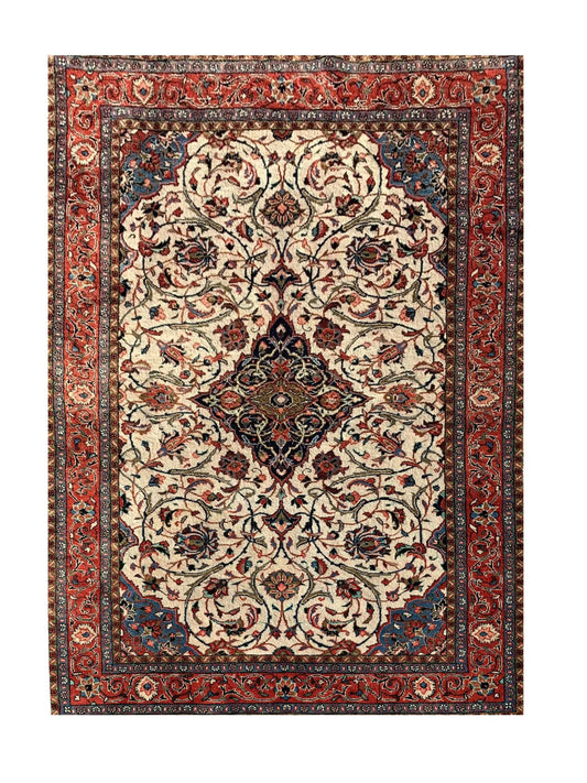 Amazing Hand Knotted Vintage Tabreez Wool Area Rug 6.8 x 4.4 Ft