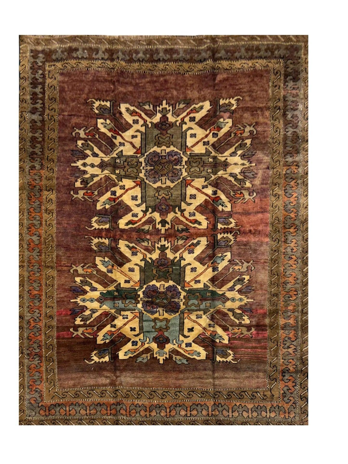 Amazing Hand Knotted Vintage Russian Kazak Wool Area Rug 6.1 x 6.0 Ft