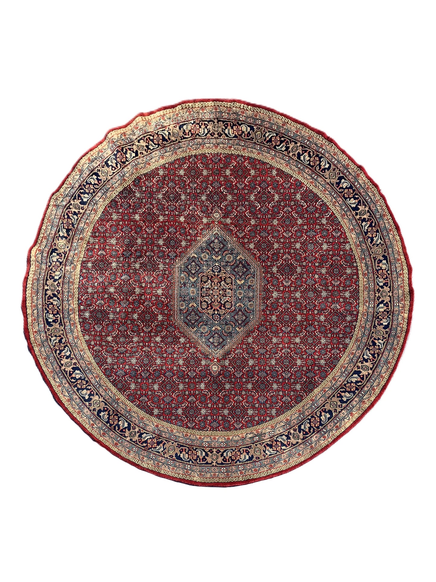 Amazing Hand Knotted Vintage Bijour Round Wool Area Rug 7.9 x 7.9 Ft