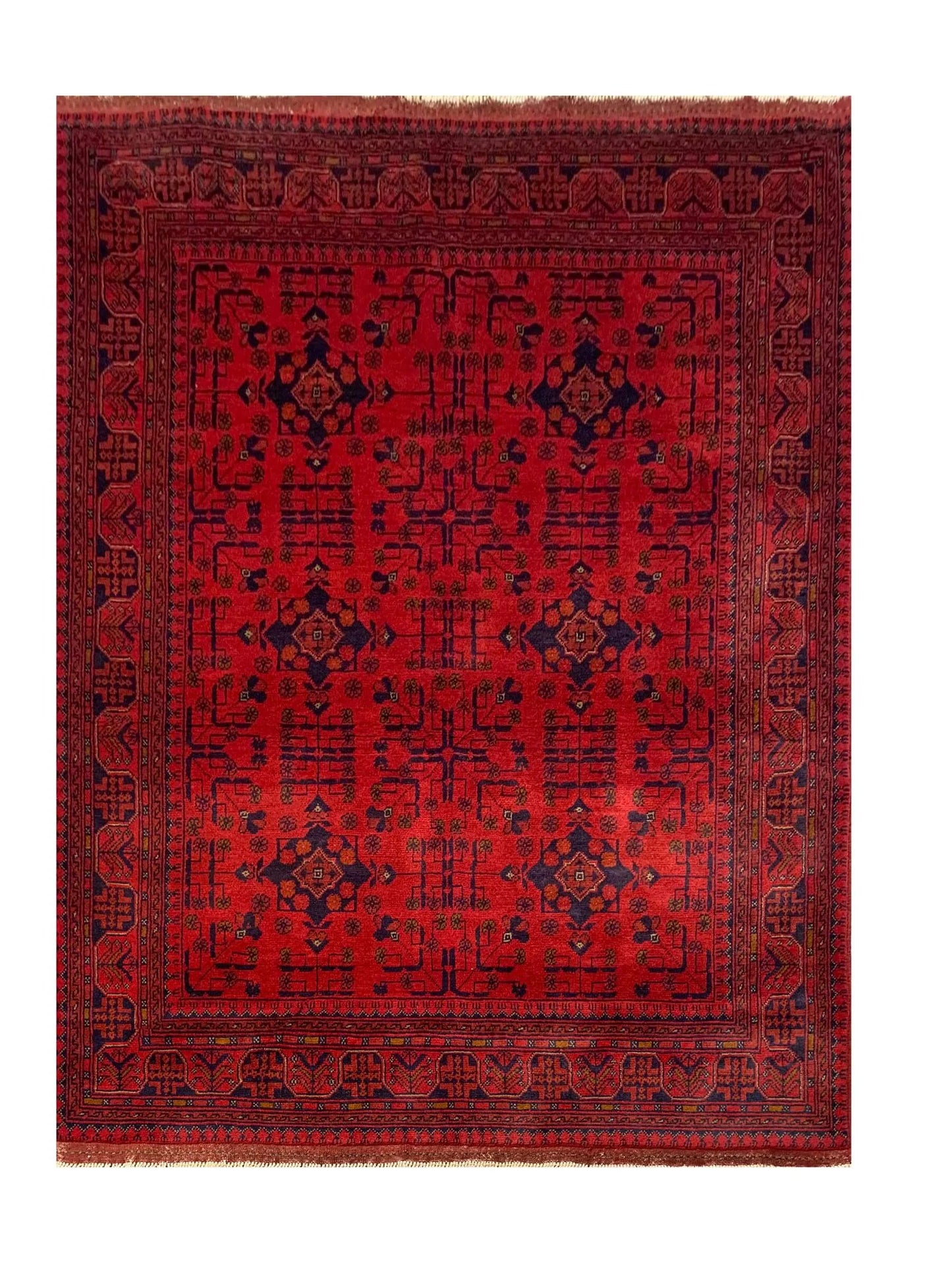 Fine Quality Hand Knotted Afghan Khal Muhammadi Wool Area Rug  6.6 x 4.10 Ft