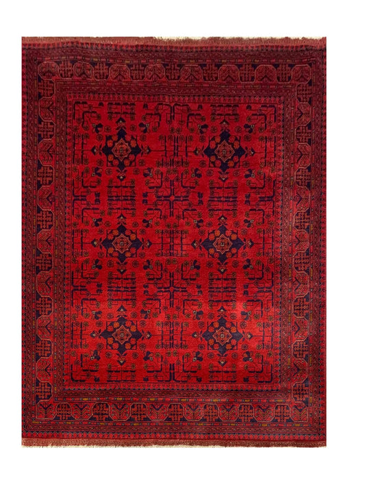 Fine Quality Hand Knotted Afghan Khal Muhammadi Wool Area Rug  6.6 x 4.10 Ft