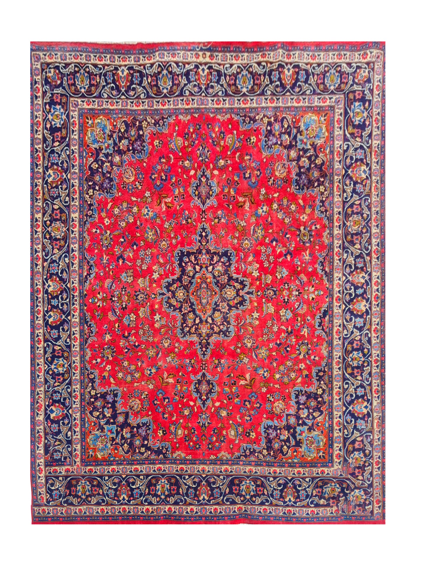 Amazing Hand Knotted Vintage Mashoud Wool Area Rug 11.2 x 9.5 Ft