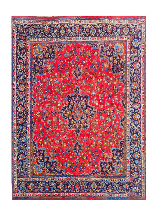 Amazing Hand Knotted Vintage Mashoud Wool Area Rug 11.2 x 9.5 Ft