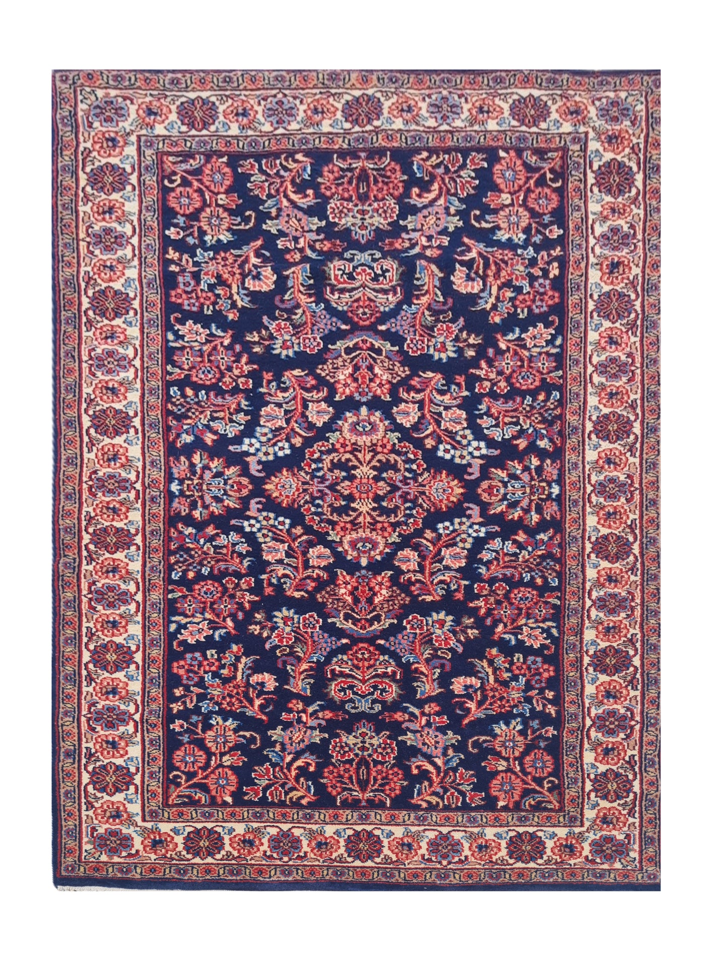 Amazing Hand Knotted Vintage Saroukh Wool Area Rug 5.3 x 2.11 Ft