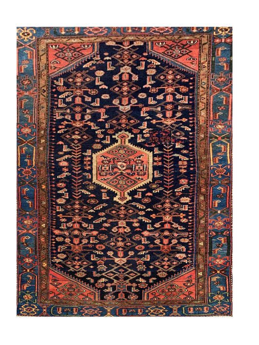 Authentic Hand Knotted Antique Hamidoun Wool Area Rug 6.3 x 3.10 Ft