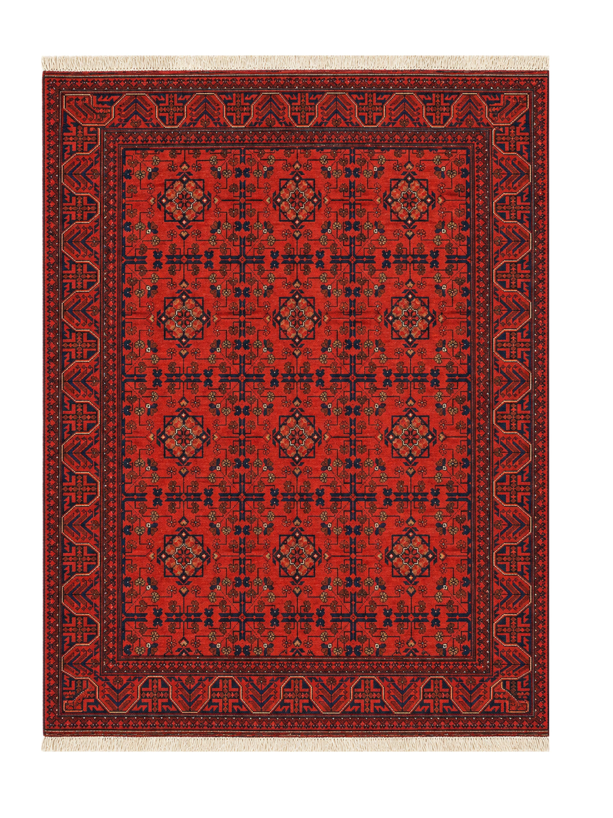 Fine Quality Hand Knotted Afghan Khal Mohammadi Wool Area Rug 7.9 x 5.9 Ft