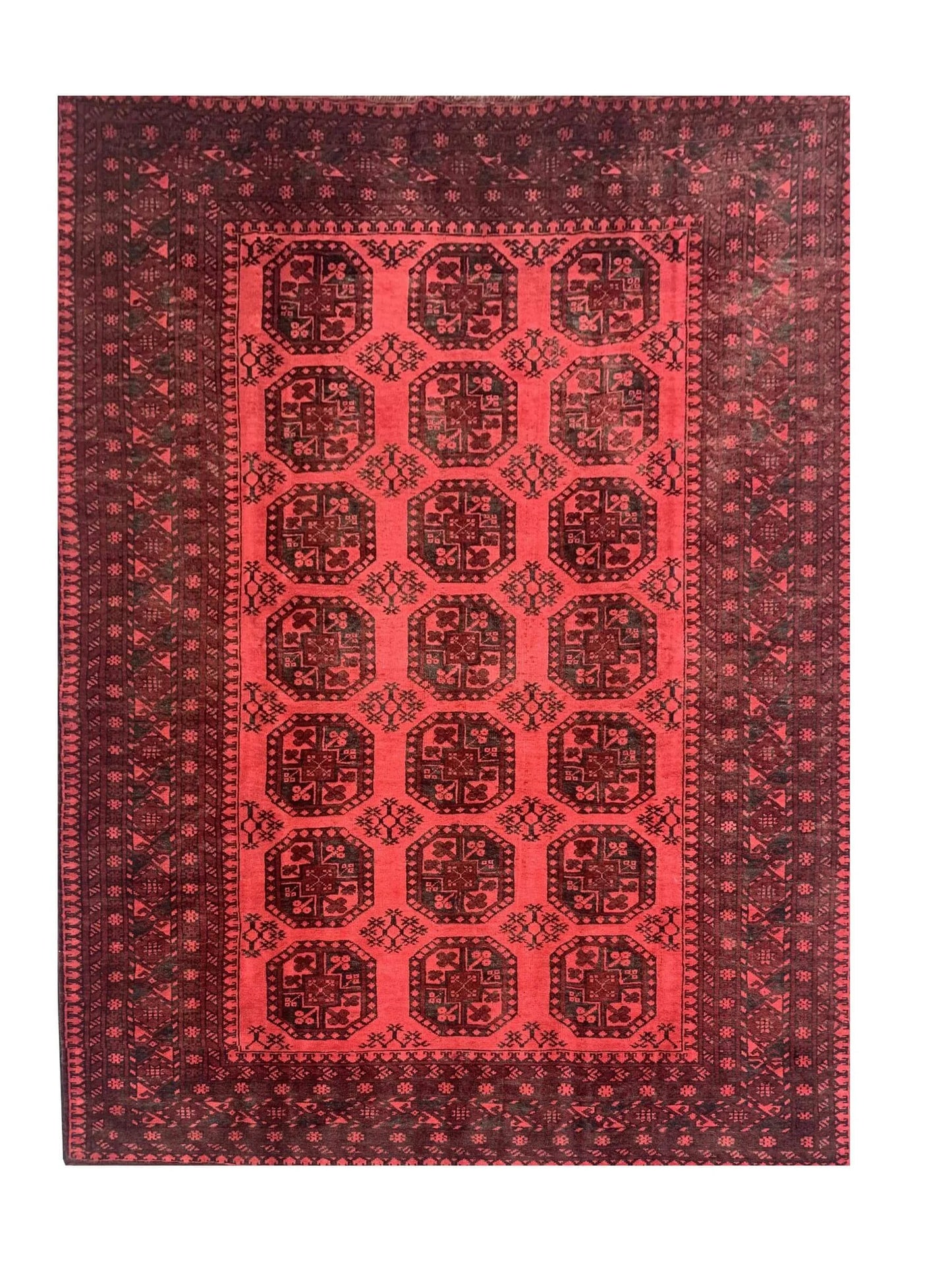 Rare Hand Knotted Vintage Afghan Turkmen Dowlatabad Moori Wool Area Rug 8.5 x 6.6 Ft