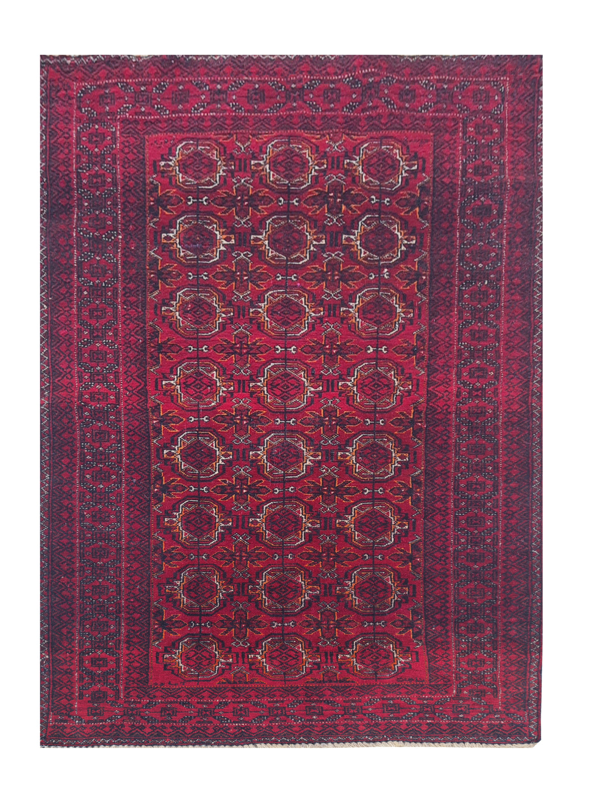 Amazing Hand Knotted Antique Afghan Turkmen Wool Area Rug 5.8 x 2.10 Ft