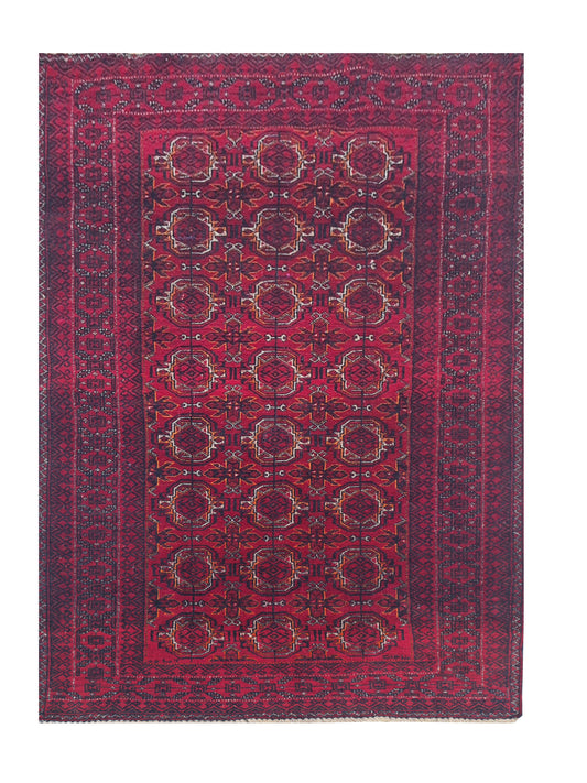 Amazing Hand Knotted Antique Afghan Turkmen Wool Area Rug 5.8 x 2.10 Ft